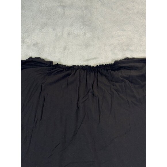 August Silk blouse Women's Large black flower lined neckline - Picture 10 of 12